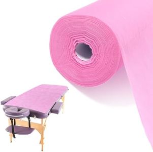 Buryeah 1 Roll 50 Pieces Disposable Non Woven Bed Sheets Massage Table Sheets Lash Bed Cover for Spa, Tattoo, Beauty Salon, Hotels, 32 x 71 Inch(Pink)