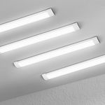 muzha 4 Packs LED Batten Lights 4FT 40W 6500k Daylight,Low Profile Wall or Ceiling Surface Mounted Fitting for Home/Workshop/Office/School Restaurant