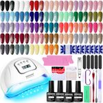 36 PCS Gel Nail Polish Kit with U V Light include 32 Colors Gel Polish Nail Soak Off Base No Wipe Top and Matte Top Coat Nail Polish Set Manicure Tools Lamp Gifts for Women