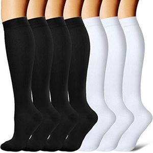 7 Pairs Compression Socks For Women and Men -- Best Athletic, Edema, Diabetic,Varicose Veins,Travel,Pregnancy & Maternity，Flight Socks ,Shin Splints - Below Knee High (Large/X-Large, Assort 2)