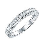 SHELOVES Eternity Rings for Women 925 Sterling Silver Rings Stacking Wedding Band White Round CZ Sz P