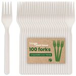 HAAGO - 100 Forks PLA Cutlery Set - Reusable, Dishwasher Safe Heavy Duty Cutlery for Parties, Weddings, Events, for Hot & Cold Food - White 18cm / 7"