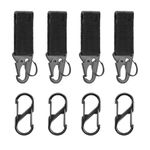 4 PCS Tactical Belt Clip, Carabiner Clip Molle Accessories, Keychain Clip Belt Key Holder Strap Nylon Webbing, Belt Loop Buckle Clip, Keyring Clip for Climbing Hiking Outdoor