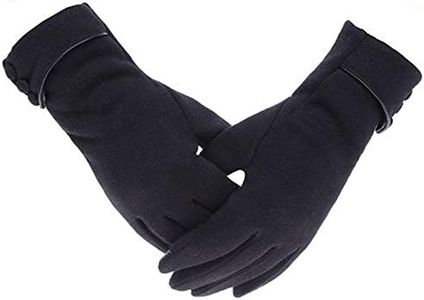 Woogwin Women Winter Warm Gloves Touch Screen Phone Windproof Lined Thick Gloves, Button - Black, One Size