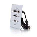 C2G/Cables to Go 39706 HDMI, VGA, 3.5mm Audio and USB Pass Through Single Gang Wall Plate - White