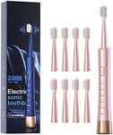 Sonic Electric Toothbrush for Adults, USB Rechargeable Sonic Toothbrush with 8 Brush Heads, Smart Timer, 5 Modes, 2-Hour Fast Charge Last 30 Days, Pink