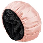 Aquior Shower Cap,Shower Cap for Women Reusable, Triple Layer Waterproof Bath Cap,Silky Satin Outer Layer Terry Lining, Extra Large for Women Long Hair(Champagne)