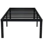 EMODA 18 Inch Twin XL Bed Frames No Box Spring Needed, Heavy Duty XL Twin Metal Platform Bed Frame with Tall Storage Space, Noise Free, Easy Assembly, Black