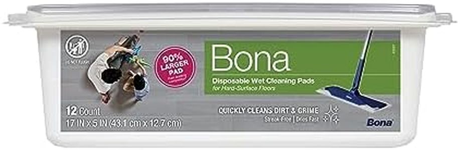 Bona Multi-Surface Floor Disposable Wet Cleaning Pads, for Stone Tile Laminate and Vinyl LVT/LVP, 12ct