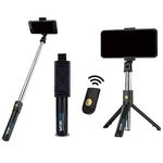 Mobilife Bluetooth Selfie Stick with Tripod Stand for Mobile Phone 3 in 1 Portable Extendable Selfie Stick with Remote for Photograph Vlogging Travel, Black