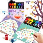 MIROLA KIDS Mess Free Fingerprint Coloring Book for Kids, 6 Colors Non-Toxic Finger Painting Set, Art Craft Supplies, Travel Activities, Gifts, 3+