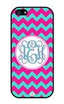 iZERCASE Monogram Personalized Deep Pink and Turquoise Chevron Pattern RUBBER iphone 5 / iPhone 5S case - Fits iphone 5, iPhone 5S T-Mobile, AT&T, Sprint, Verizon and International (Black)