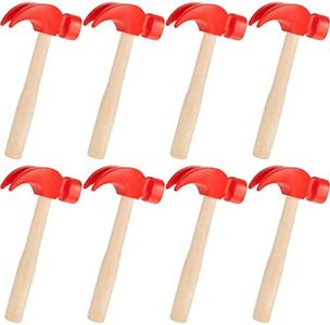 Lewtemi 8 Pcs Wooden Hammer Toys Simulation Hammers Small Toy Hammer Maintenance Tools Toys for Education Little Teenagers School Gift Birthday Party, Red, 6.5 Inches