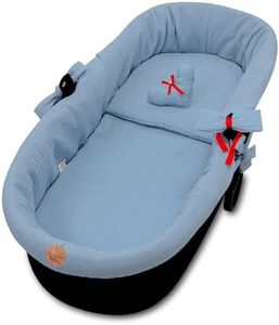Borde Muselina para cochecitos - funda para cochecitos bebé baño nido cochecito accesorios set 3 piezas con almohada y colchón Azul