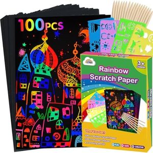 ZMLM Scratch Paper Art Set: 60Pcs Magic Drawing Art Craft Kid Black Scratch Off Paper Supply Kit Toddler Preschool Learning Bulk Toy for Age 3 4 5 6 7 8 9 10 Girl Boy Christmas Birthday Party Gift