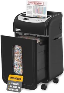 VidaTeco Mirco-Cut Paper Shredder Heavy Duty, 60-Minute 18-Sheet Shreds Paper/Card/Staple/Clip Paper Shredder for Home Office Use, Security Level P-4 Jam Proof System 30L Pullout Basket and Wheels