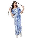 StyloBug Girl's Jumpsuits for Girls | Kids Summer Wear | Midi Dress | Western Dress | Casual Wear | Rayon | Tie & Dye | Half Sleeve (Blue, 02-03 Years)