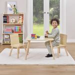 Liberty House Toys Kids Pinewood Table and 2 Chairs Set, Wooden Table and Chairs, Children's Table and Chairs, H440 x W600 x D600mm, Natural Wood
