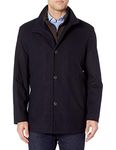 LONDON FOG Men's Wool Blend Car Coat with Bib, Navy Hea/Brown, 2X Tall