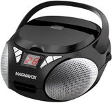 Magnavox MD6924 Portable Top Loading CD Boombox with AM/FM Stereo Radio in Black | CD-R/CD-RW Compatible | LED Display | AUX Port Supported | Programmable CD Player |