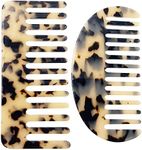 Large Wide Tooth Tortoise Shell Comb Hair Detangling Comb, 2 Pack French Hair Comb Wide Teeth Pocket Comb for Thick Curly Wavy Hair