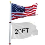 Yescom 20ft Telescopic Flag Pole Kit with 3'x5' US Flag & Ball Top Sleeve Set Aluminum Telescoping Flagpole Fly 2 Flags for Outdoor Camper RV Outside House Yard Garden