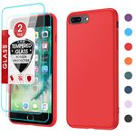 LeYi for iPhone 6 Plus Case for Girls, Phone Case iPhone 8 Plus/6s Plus with [2 Pack] Tempered Glass Screen Protectors, Soft Liquid Silicone with Microfiber Liner Phone Case for iPhone 7 Plus, Red