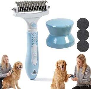 NEKSKA Dog Nail File with Double Sided Deshedding Brush for Dogs & Cats, Dog Nail File Scratch Board Replaceable Sandpaper, Dog Scratch Pad for Nails (A)