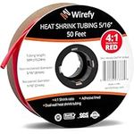 Wirefy 5/16" Heat Shrink Tubing - 4:1 Ratio - Adhesive Lined - Marine Grade Heat Shrink - 50 Feet Roll - Red