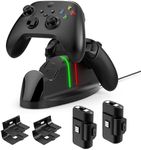 Auarte Controller Charger for Xbox One/Series X|S/Elite Controller, Dual Charging Station Dock with 2x1400mAH(3360mWH) Rechargeable Battery Packs & 4 Covers for Xbox One/S/Elite/Core Controller