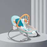 INFANTSO Baby Rocker & Bouncer for 0 to 2 Years (Blue), Portable Chair for Newborn with Mosquito Net, U-Shaped Pillow with Calming Vibrations, Soft Music & Hanging Toys, Adjustable Toddler Swing