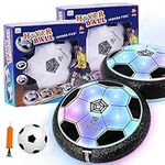 OurHonor Hover Soccer Balls, 2 Pcs Hover Ball Toys Set with LED Light Indoor Outdoor Soccer Game Gift for Boy Age 6 7 8 9 10 11 12 Years Old Christmas Birthday Party Present