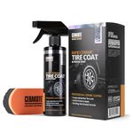 CERAKOTE Rapid Ceramic Tire Coat – Showroom New Tire Shine – Deep Tire Black Finish – Lasts Up to 10x Longer – No Sling, Non-Greasy Ceramic Tire Coating for Car, Truck & SUV – Easy Application (10oz)