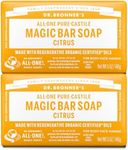 Dr. Bronner's Pure-Castile Magic Bar Soaps - Made with Regenerative Organic Certified Oils - For Face, Body, Hair- Vegan Soap Bars for Men & Women - Citrus, 2 pack, 5 oz