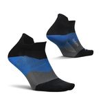 Feetures Elite Ultra Light Cushion Ankle Socks - Sport Sock with Targeted Compression - Tech Blue - L (1 Pair)