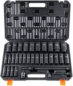 VEVOR 1/2" Drive Deep Impact Socket Set, 34pcs Socket Set Metric （8-36mm） 6 Point Cr-MO Alloy Steel for Auto Repair, Rugged Construction, Includes Heavy Duty Storage Case