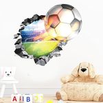 3D Football Wall Stickers Broken Soccer Wall Decals Self-Adhesive Sport Bedroom Accessories for Nursery Boys Bedroom Playroom Room Decor Size：（40X60cm）