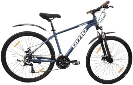 Omobikes Alloy Hybrid B | Alloy Frame Hybrid Cycle | 21 Speed Shimano Gears | Dual Disc Brakes | 700C 29T |15+ Years Unisex Adult (Blue 17" Frame, Lockout Suspension 50mm)