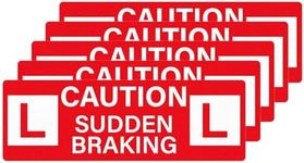 YIKIADA Caution Sudden Braking Stickers Vinyl 30 x 10 cm Self-Adhesive Learner Plate L Decals Driving School Instructor Signs for Car Learner Drivers 5 Pack