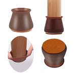 Upgraded 16PCS Chair Leg Protector Felt Bottom Soft Silicone Furniture Foot Protector Pads, Free Moving Invisible Table Leg Covers, Stool Leg Protectors Caps Prevent Scratches and Noise(Dark Walnut)