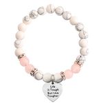 MAOFAED Cancer Survivor Gift Cancer Fighter Gift Life is Tough But I am Tougher Cancer Awareness Inspirational Gift Awareness Ribbon Charm Cancer Survivor Bracelet Her (Life Is Tough Bead CA)