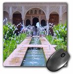 3dRose mp_112956_1 8 x 8-Inch Water Fountains at Alhambra Palace Gardens in Grenada Spain - Islamic Turkish Muslim Fretwork Arches Mouse Pad