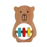 Shumee Handmade Wooden Bear Rattle (6 Months+) | Multicolor | Teething Toy | Natural Wood & Beeswax Sealer Ages | Organic & Safe | Natural & Non Toxic Materials