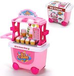 SOKA® Ice Cream Trolley Shop Cart for Children - 27 Pcs Ice Cream Parlour Pretend Food Play Set for Kid's Activity & Early Development Education - Gift for Boys Girls