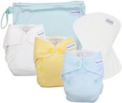 Maison Des BéBé Newborn All in One Cloth Diapers. Hybrid AIO Diaper Set with Unique Velvet Soft, Waterproof Cover. Unisex Neutral Colored Set Includes 3 Diapers, 3 Inserts and 1 Wetbag., Small