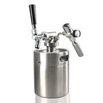 NutriChef Pressurized Growler Tap System - Stainless Steel Mini Keg Dispenser Portable Kegerator Kit - Co2 Pressure Regulator Keeps Carbonation for Craft Beer, Draft and Homebrew - (64oz)