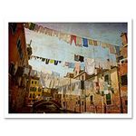 Wee Blue Coo Clotheslines Venice Washing Line Laundry By Cityscape Art Print Framed Poster Wall Decor 12X16 Inch