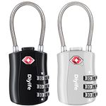 TSA Luggage Locks, [Newest Version][2 Packs] Diyife 3-Digit Security Padlock, Combination Padlocks, Code Lock for Travel Suitcases Luggage Bag Case etc.(Black&Silver)