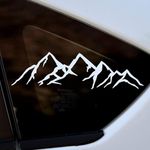 Roonir® Mountain Decal Vinyl Car Sticker | White 8" Die Cut Vehicle Window Graphic, Bumper Stickers | Van Accessories, Camping Hiking Gift Ideas | Waterproof Exterior Grade Automotive Vinyl