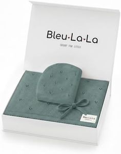 Bleu La La 100% Luxury Organic Cotton Pointelle Knit Baby Blanket-Baby Gifts for Boys, Gender Reveal Gifts, Baby Gift Basket (Pointelle - Forest Green)